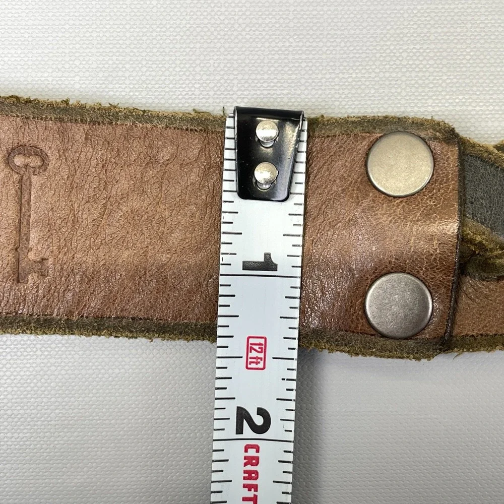 Fossil Brown Braided Woven Leather Belt Mens Size S Silver Buckle